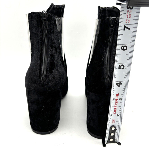NEW Nasty Gal 'Clear It Out' Black Velvet Block Heel Zip Ankle Boot US7 UK5 - Picture 9 of 16